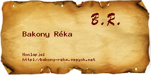 Bakony Réka névjegykártya